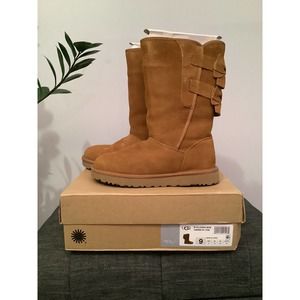 UGG ALLEGRA BOW II CHESTNUT BOOTS - WOMEN'S